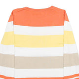 TOMMY HILFIGER Womens Orange & Cream Striped Cotton Blend Plain Crew Neck Jumper