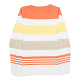 TOMMY HILFIGER Womens Orange & Cream Striped Cotton Blend Plain Crew Neck Jumper