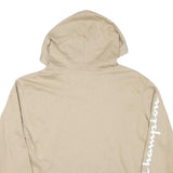 CHAMPION Womens Beige Cotton Blend Pullover Hoodie M Champion Script Sleeve