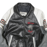 MID-WEST Womens Black & Grey Leather Button Jacket S Leather Patchwork Varsity