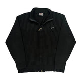 Nike Ribbed Knit Track Jacket - Large Black Wool
