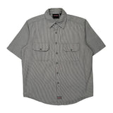 Dickies Striped Short Sleeve Shirt - Large Grey Cotton