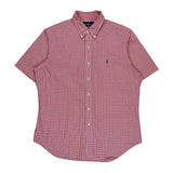 Ralph Lauren Checked Short Sleeve Shirt - Large Red Cotton