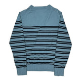 Tommy Hilfiger Striped Cardigan - Large Blue Cotton