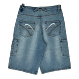 Hip Hop Riflessi Cargo Denim Shorts - 34W 13L Light Wash Cotton