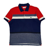 Lacoste Striped Polo Shirt - Large White Cotton