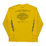 San Jose Harley Davidson Graphic Long Sleeve T-Shirt - Medium Yellow Cotton