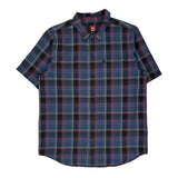 Quiksilver Checked Short Sleeve Shirt - XL Blue Cotton