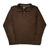 Harley Davidson Spellout 1/4 Zip - XL Brown Cotton
