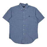 Ralph Lauren Checked Short Sleeve Shirt - Large Blue Cotton