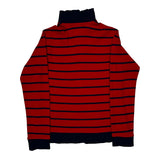 Age 8-9 Polo By Ralph Lauren Striped 1/4 Zip - Medium Navy Cotton