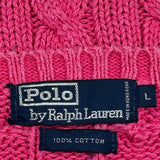 Polo By Ralph Lauren Cable Knit Sweater - Large Pink Cotton