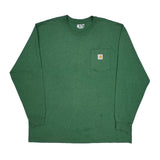 Loose Fit Carhartt Long Sleeve T-Shirt - 2XL Green Cotton