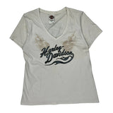 Harley Davidson Graphic T-Shirt - 2XL White Cotton