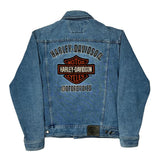Harley Davidson Graphic Denim Jacket - Large Blue Cotton