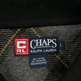 Chaps Ralph Lauren Checked Sweater - Large Gray Cotton Blend