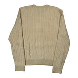 Merino And Angora Polo By Ralph Lauren Cable Knit Sweater - XL Cream Merino Wool Blend