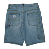 Lee Double Knee Carpenter Shorts - 32W 11L Light Wash Cotton