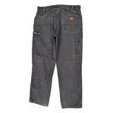 Dickies Double Knee Carpenter Trousers - 36W 31L Black Cotton