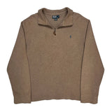 Polo By Ralph Lauren 1/4 Zip - 2XL Brown Cotton
