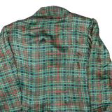 Womens Green Check Printed Shirt Long Sleeve Collared XL Vintage Style Top