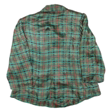 Womens Green Check Printed Shirt Long Sleeve Collared XL Vintage Style Top