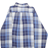 CHAPS Mens Blue & Grey Check Shirt M Classic Button-Down Collar Cotton Blend