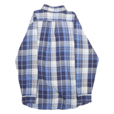CHAPS Mens Blue & Grey Check Shirt M Classic Button-Down Collar Cotton Blend