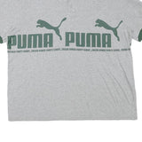 PUMA Mens Grey & Dark Green Short Sleeve Cotton Blend Polo Shirt M Logo Print
