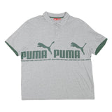 PUMA Mens Grey & Dark Green Short Sleeve Cotton Blend Polo Shirt M Logo Print
