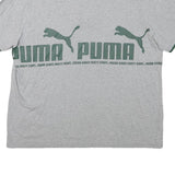 PUMA Mens Grey & Dark Green Short Sleeve Cotton Blend Polo Shirt M Logo Print