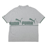 PUMA Mens Grey & Dark Green Short Sleeve Cotton Blend Polo Shirt M Logo Print