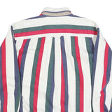 CATALINA Mens White Green & Red Striped Button Shirt L Classic Cotton Blend