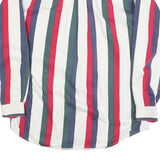 CATALINA Mens White Green & Red Striped Button Shirt L Classic Cotton Blend