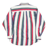 CATALINA Mens White Green & Red Striped Button Shirt L Classic Cotton Blend