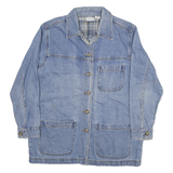 CABIN CREEK Womens Blue Denim Cotton Jacket L Button Plain Casual Relaxed Fit