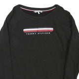 TOMMY HILFIGER Womens Black Cotton Blend Crew Neck S Logo Sweatshirt Pullover