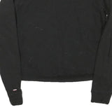 TOMMY HILFIGER Womens Black Cotton Blend Crew Neck S Logo Sweatshirt Pullover