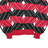 CLUB EUROPE Womens Red Black & White Patterned Jumper Round Neck Chunky Knit M
