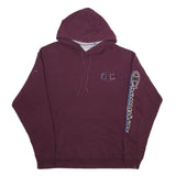 CHAMPION Mens Maroon Hoodie XL Cotton Blend Pullover Oversized Logo Sleeve