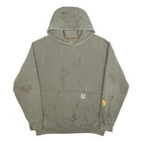 CARHARTT Mens Green ¼ Zip Hoodie L Cotton Blend Workwear Casual Sweatshirt