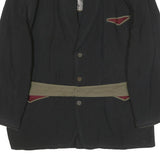 SCHNEIDERS Mens Black & Olivine Silk Blend Button Jacket XL Classic Plain