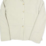 UNCLE SAM Womens Cream Long Sleeve Button Jacket L Cotton Blend Plain Casual