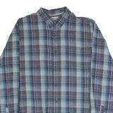 WRANGLER Mens Blue Check Shirt L Lightweight Cotton Blend Casual Button-Up