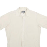 JC PENNEY Mens White Plain Shirt L Classic Fit Button Front Lightweight