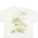 CARIBBEAN SOUL Mens White Graphic T-Shirt L Short Sleeve Crew Neck Tropical