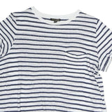 MASSIMO DUTTI Womens White & Blue Striped Short Sleeve Crew Neck Top XS Casual