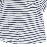 MASSIMO DUTTI Womens White & Blue Striped Short Sleeve Crew Neck Top XS Casual