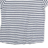 MASSIMO DUTTI Womens White & Blue Striped Short Sleeve Crew Neck Top XS Casual