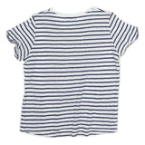 MASSIMO DUTTI Womens White & Blue Striped Short Sleeve Crew Neck Top XS Casual